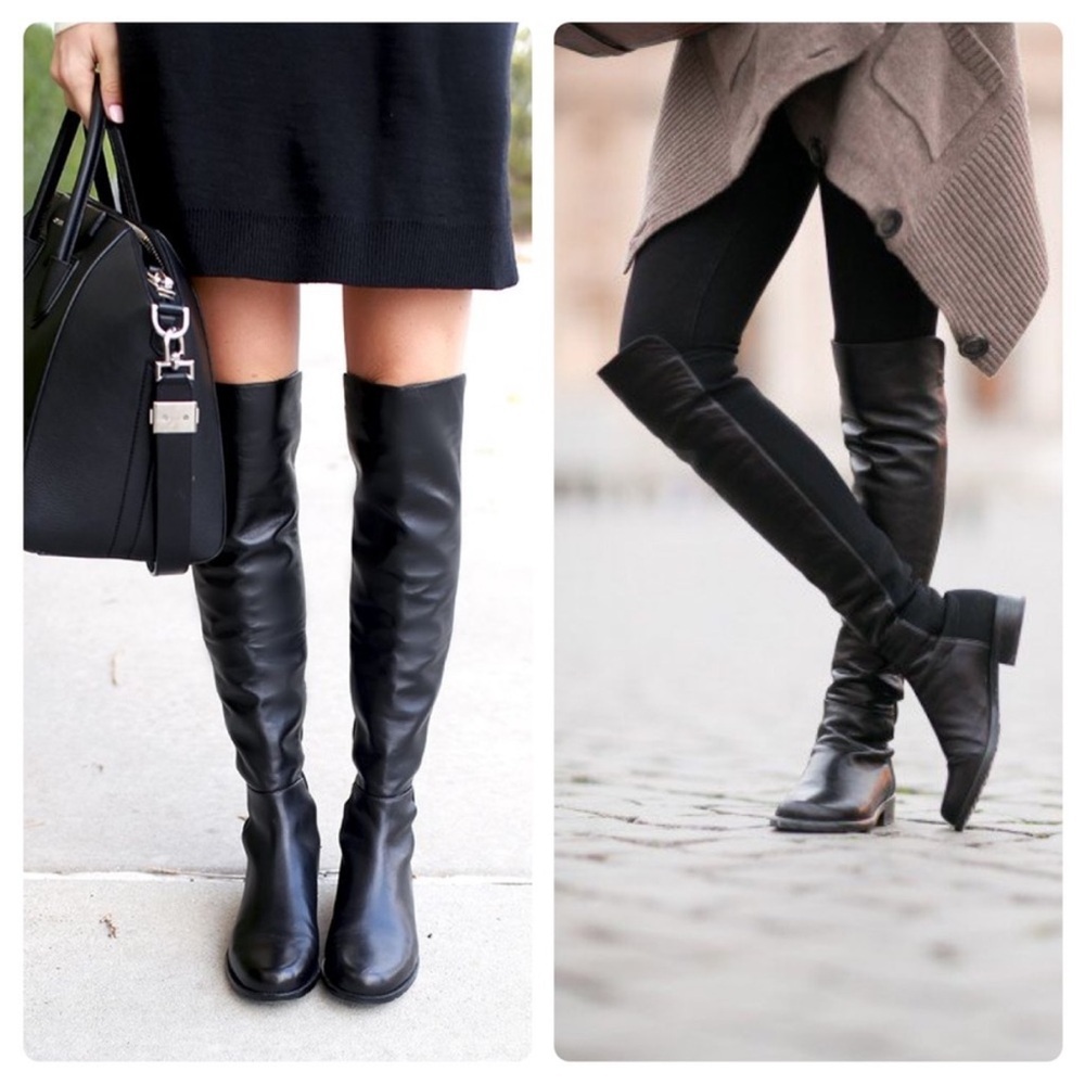 NWOT Stuart Weitzman 5050 Black Leather Over the knee boots Size 6 MSRP $795 - Picture 13 of 15